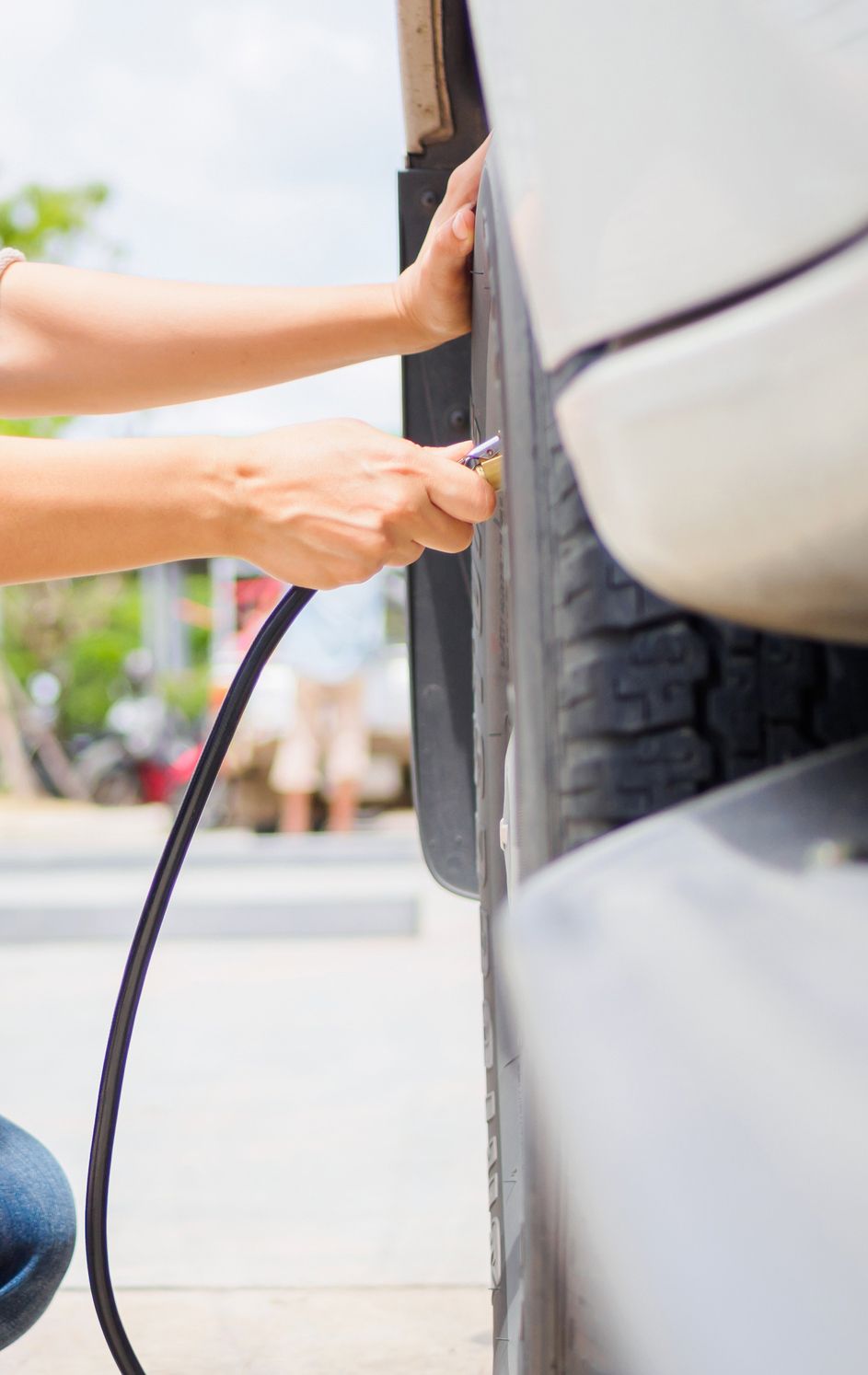 inflating a tire 